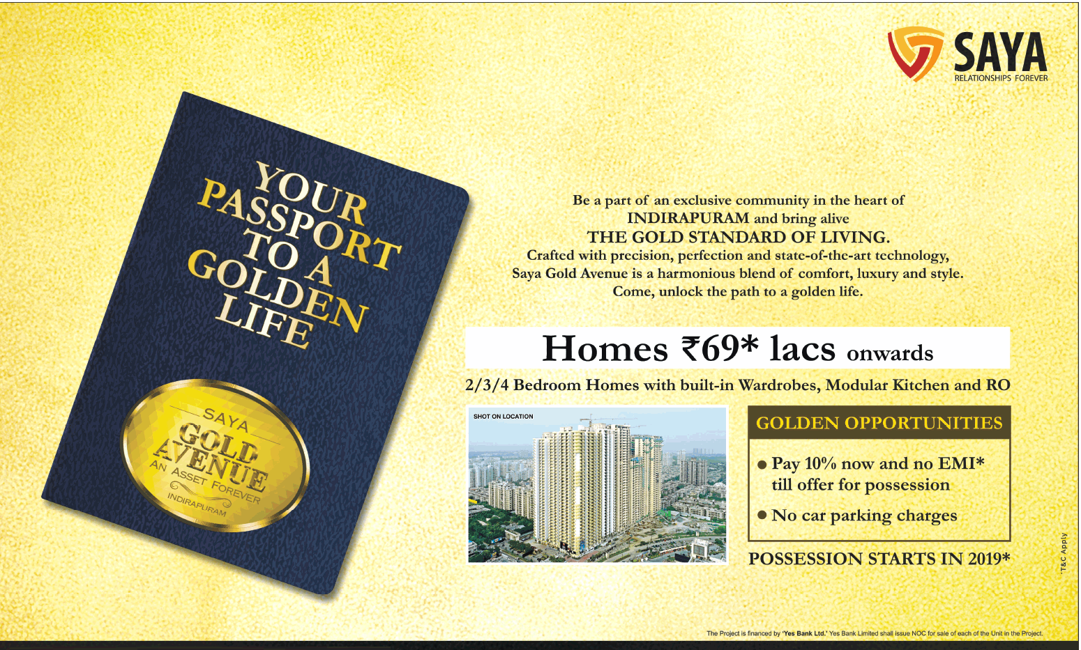 Book 2/3/4 bedroom homes at Rs. 69 lakhs at Saya Gold Avenue in Ghaziabad Update